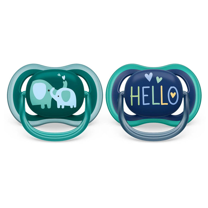Philips Avent® - Philips Avent Ultra Air Pacifier 2pk - 18m+ - Opal Elephant + Blue Hello
