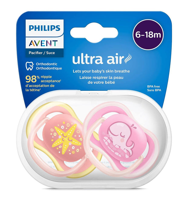 Philips Avent® - Philips Avent Ultra Air Pacifiers Whale & Starfish Prints - 6-18m - Pack of 2