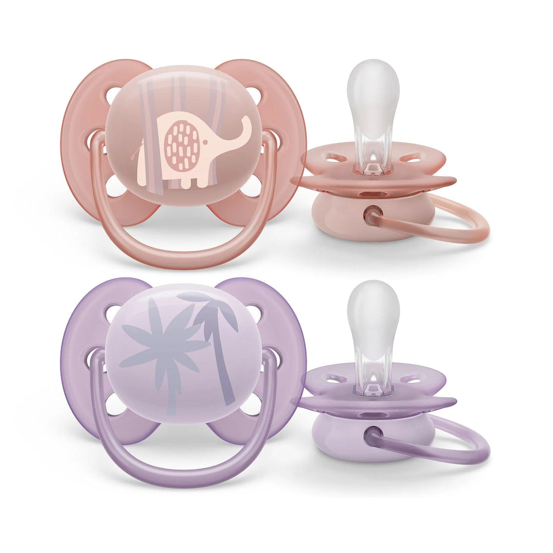 Philips Avent® - Philips Avent Ultra Soft Pacifier 2pk - 0-6m - Lychee Elephant+Lilac Palms