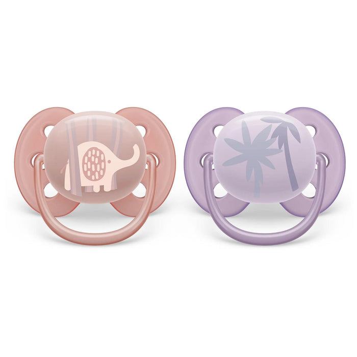 Philips Avent® - Philips Avent Ultra Soft Pacifier 2pk - 0-6m - Lychee Elephant+Lilac Palms