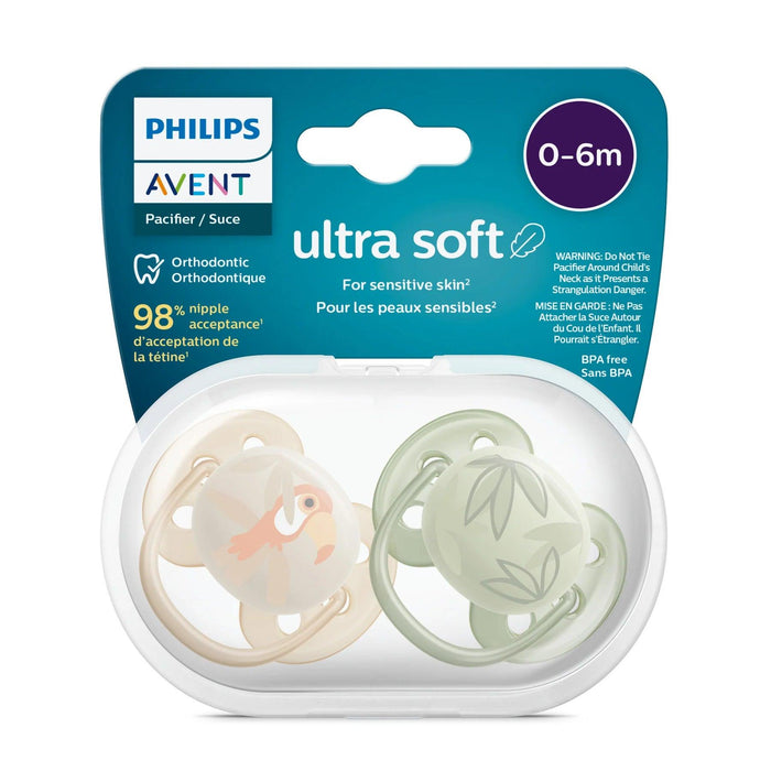 Philips Avent® - Philips Avent Ultra Soft Pacifier 2pk - 0-6m - Toucan + Green Leaves
