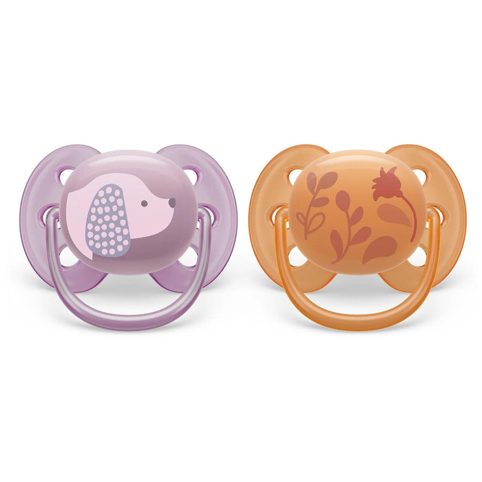 Philips Avent® - Philips Avent Ultra Soft Pacifier 2pk - 6-18m - Violet Puppy+Orange Leaves