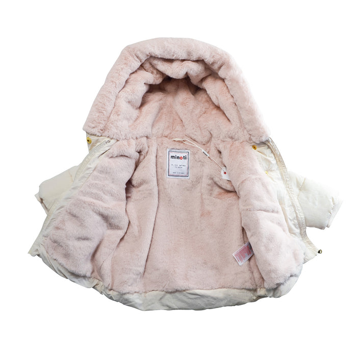 Manteau matelassé ivoire pour bébé avec doublure en peluche – Tailles 9 à 24m