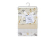 Precious Moments Blanket Mini Safari set folded with safari animal prints, packaged on a white hanger.