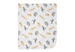 Precious Moments Mini Safari blanket featuring safari animal print on a white background, laid flat.