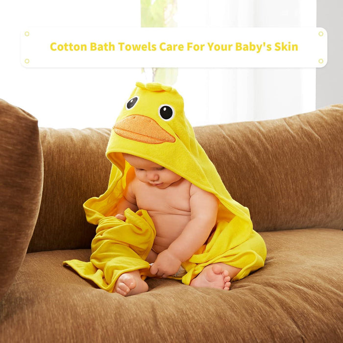 Precious Moments® - Precious Moments Hooded Yellow Duck Towel & Washcloth Set - 5 Pieces