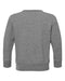 Back view of kids grey fleece crew neck sweatshirt with ribbed cuffs and hem