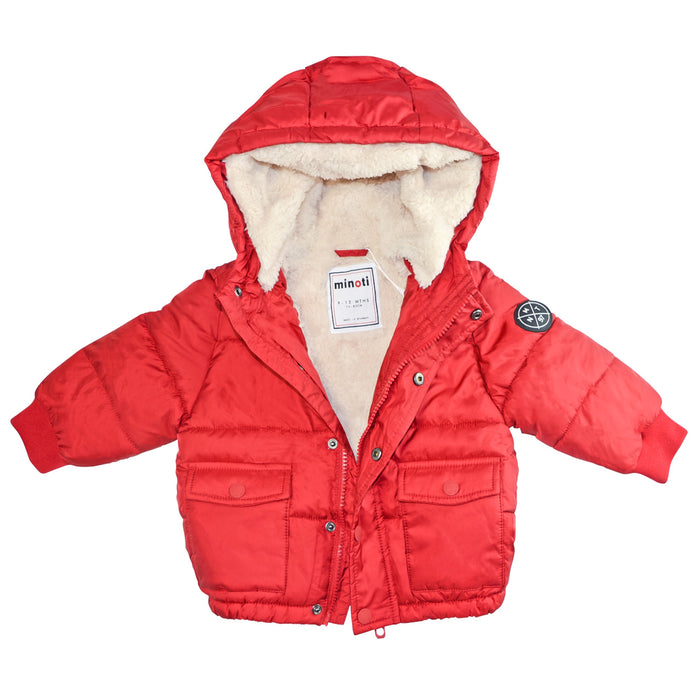 Manteau puffer pour bébé doublé en sherpa de Minoti - Tailles 9 à 24m
