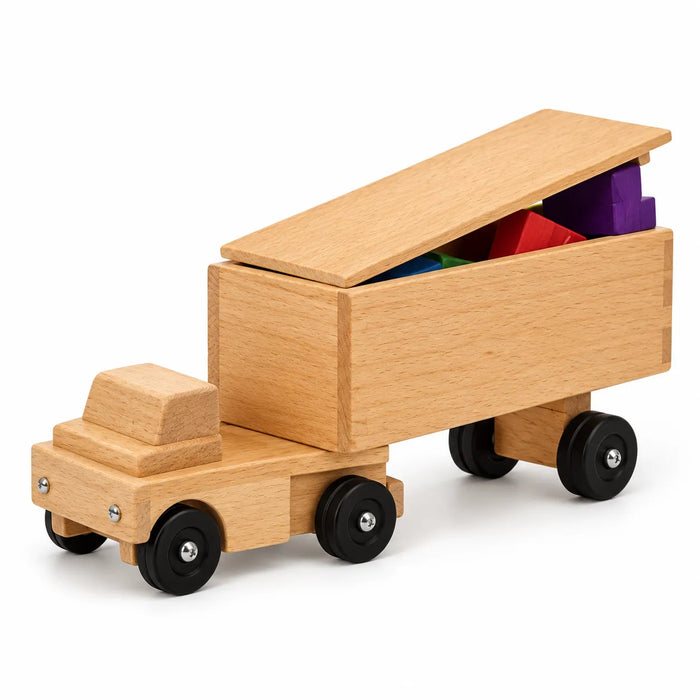 Semi-trailer truck ride-on maple wood toy - 401