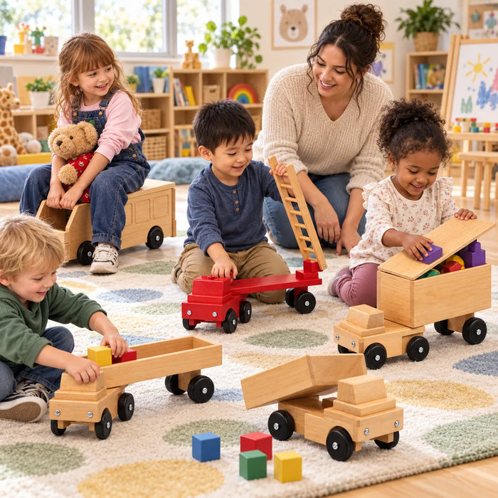 5 choices of big ride-on maple wood tranportation toys - daycare lifestyle