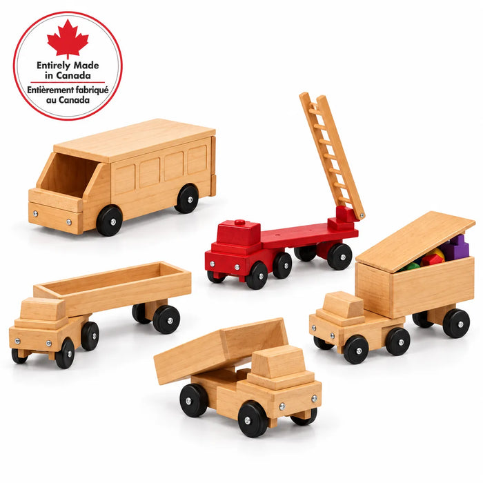 5 choices of big ride-on maple wood tranportation toys - made in Canada