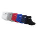 Nike baby crew socks in assorted colors displayed in a row on a white background.