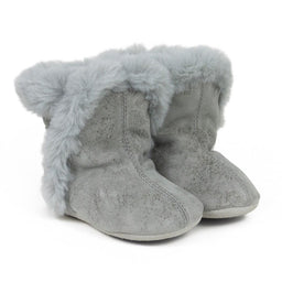 Robeez® - Robeez Classic Snap Bootie-Cozy Shea Charcoal Grey