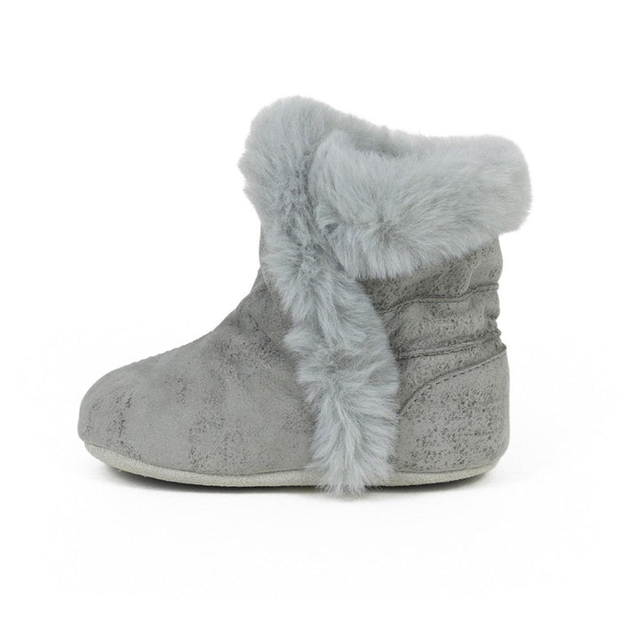Robeez® - Robeez Classic Snap Bootie-Cozy Shea Charcoal Grey