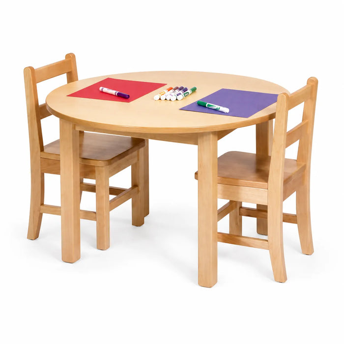 Table ronde en érable massif pour garderie, CPE et classe préscolaire | Goldtex