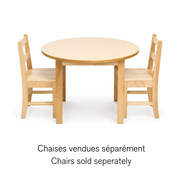 Table ronde en érable massif pour garderie, CPE et classe préscolaire | Goldtex