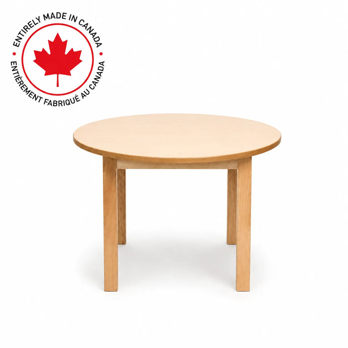 Table ronde en érable massif pour garderie, CPE et classe préscolaire | Goldtex