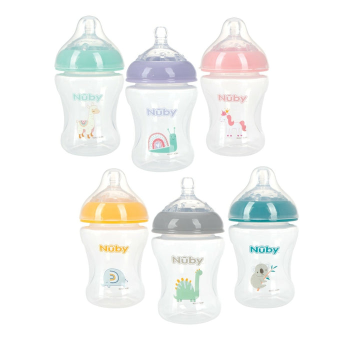 Biberons pour bébé à col large de Nuby avec tétine à débit lent - Lot de 3 - 8 oz