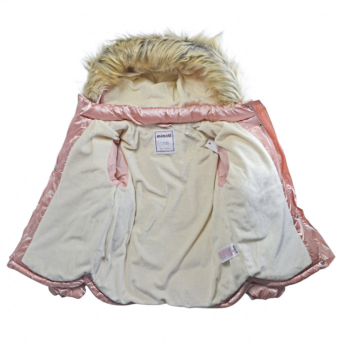 Manteau matelassé pour filles de Minoti – Rose métalique – Tailles 2 à 14 ans