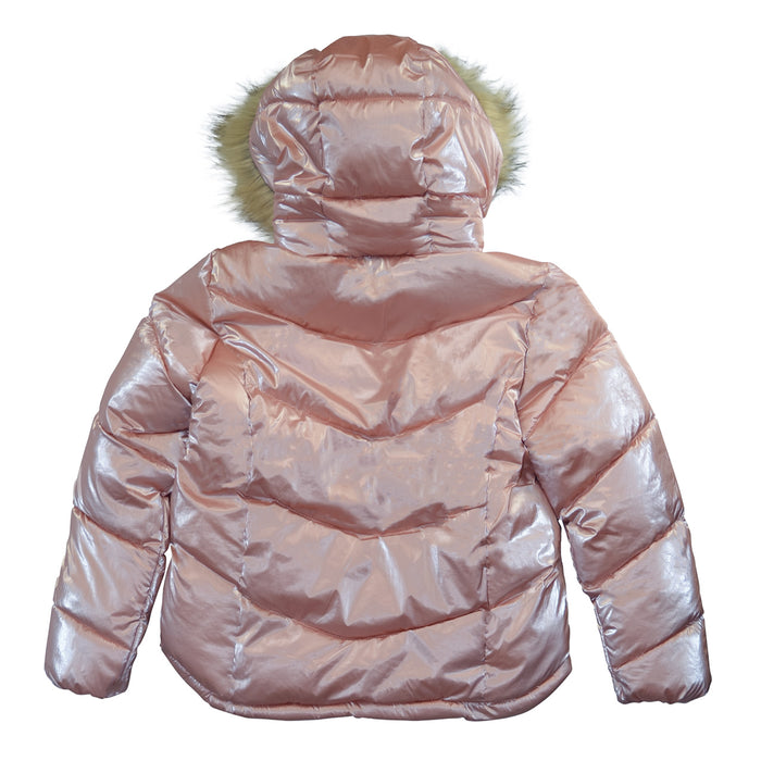 Manteau matelassé pour filles de Minoti – Rose métalique – Tailles 2 à 14 ans