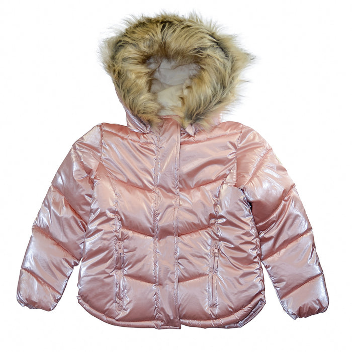 Manteau matelassé pour filles de Minoti – Rose métalique – Tailles 2 à 14 ans
