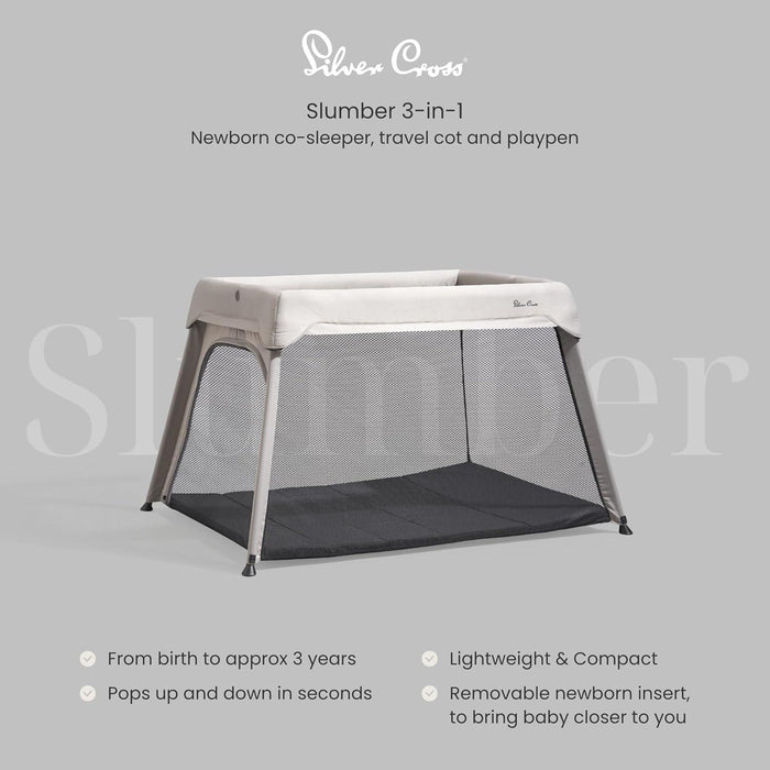 Silver Cross - Silver Cross Slumber Travel Baby Crib - Stone