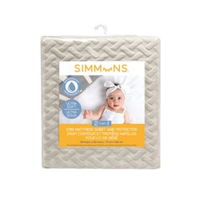 Simmons® - Simmons 2-in-1 Super Soft Crib Mattress Sheet & Protector – Ivory or Sand