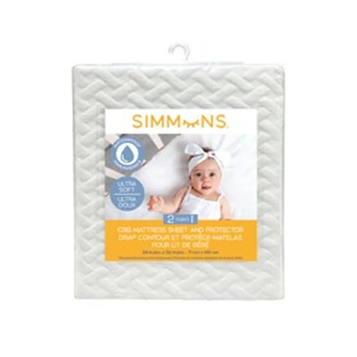 Simmons® - Simmons 2-in-1 Super Soft Crib Mattress Sheet & Protector – Ivory or Sand