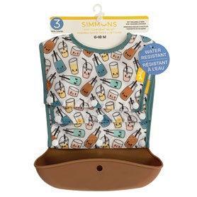 Simmons® - Simmons 3 pk Snap & Go Bibs - Silicone Food Catcher Bibs
