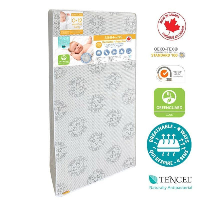 Simmons® - Simmons BREATHE Tencel Crib Mattress - Ultra Firm Core, Tencel & Breathable Mesh