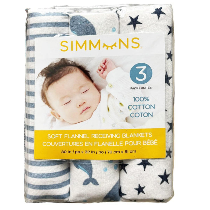 Simmons® - Simmons Cotton Flannel Receiving Blanket - 3 Pack