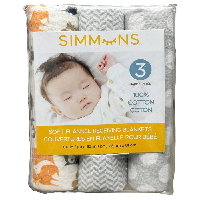 Simmons® - Simmons Cotton Flannel Receiving Blanket - 3 Pack