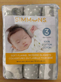 Simmons® - Simmons Cotton Flannel Receiving Blanket - 3 Pack