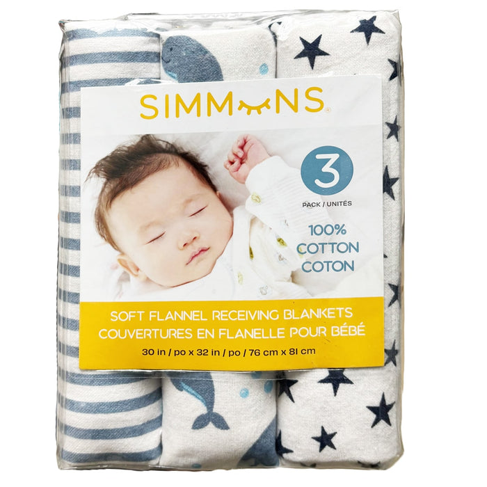 Simmons Cotton Flannel Receiving Blanket - 3 Pack