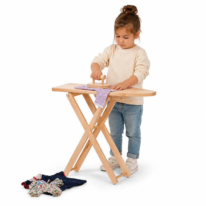 Solid maple wood foldable kids pretend play ironing board - lifestyle
