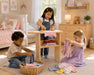Solid maple wood ironing board kids pretend play -  children playing ironing in child room at home