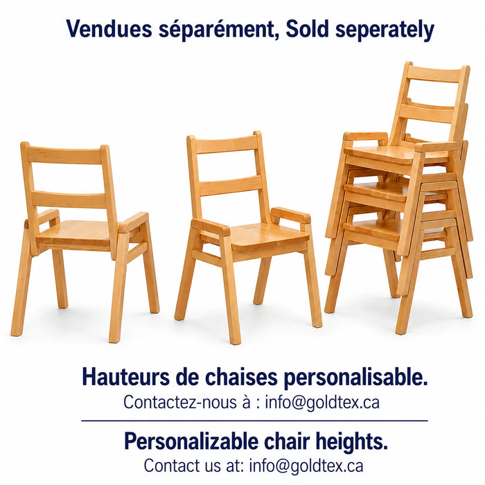Solid maple wood stackable children daycare classroom chair - customizable chair heights - sold individualy