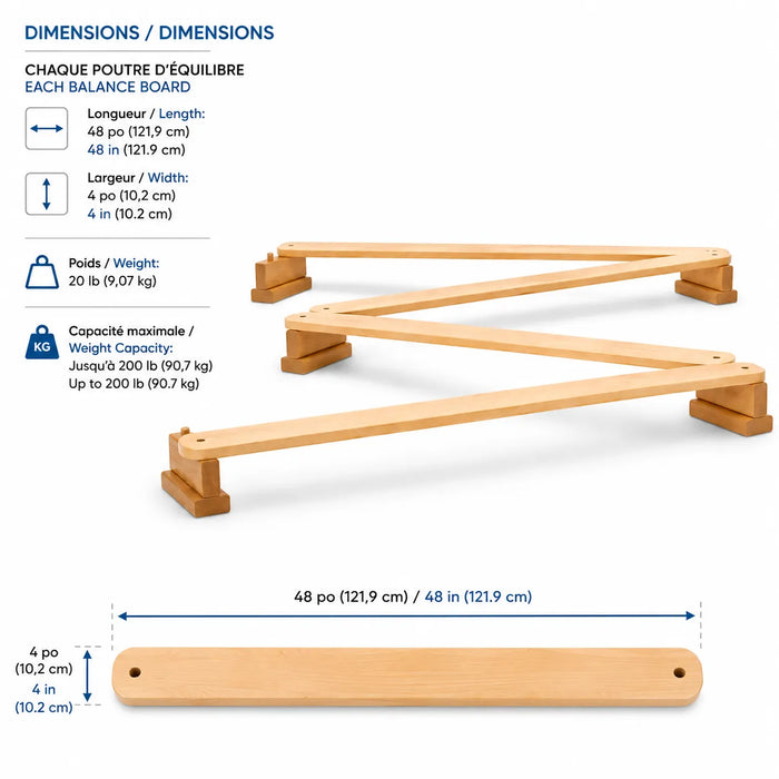 solid maple wooden balance board for kids - dimensions