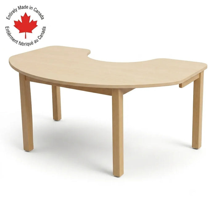 Solid Maple Kidney Classroom Table – Height Adjustable Activity Table | Goldtex
