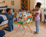 Solid Maple Wood Arts and Crafts Drying Rack for Kids with children hanging drawings in their bedroom