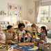 Solid maple wood puppet rack - kids playing with puppets in a children's bed room