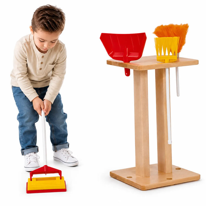 Solid maple wood stand for cleaning pretend play accessories for kids