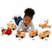 Solid maple wood transport vehicle toys - Girl playing with the solid hardwood vehicle toys