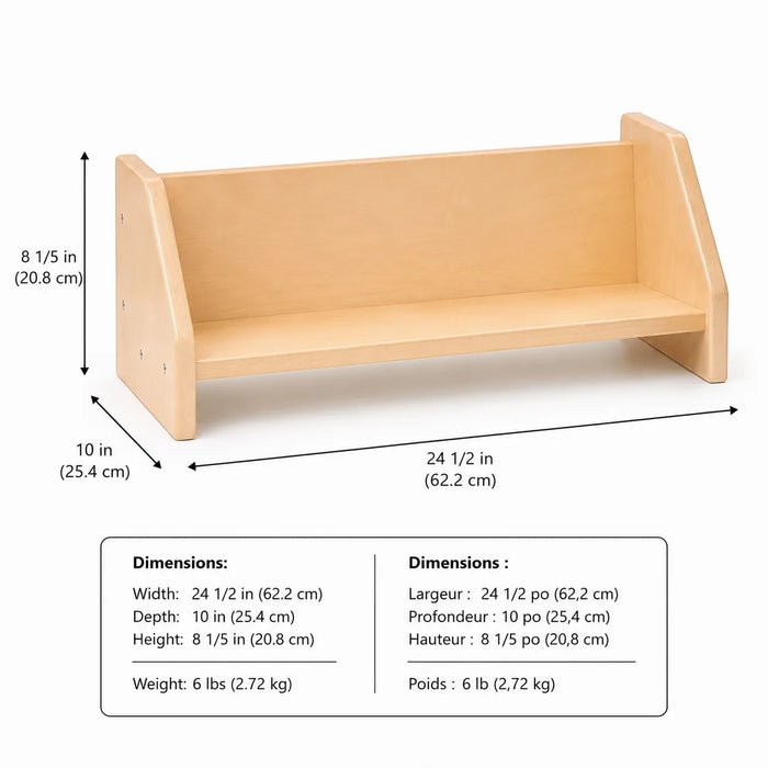Solid maple wooden table-top book shelf dimensions and weight