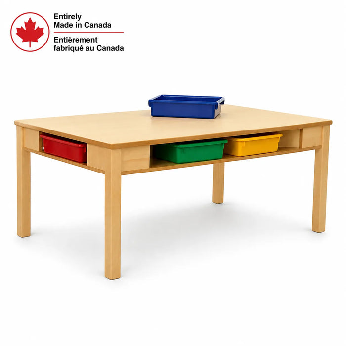 Table de classe en érable massif avec 6 bacs rangement inclus | Fabriquée au Canada | Goldtex