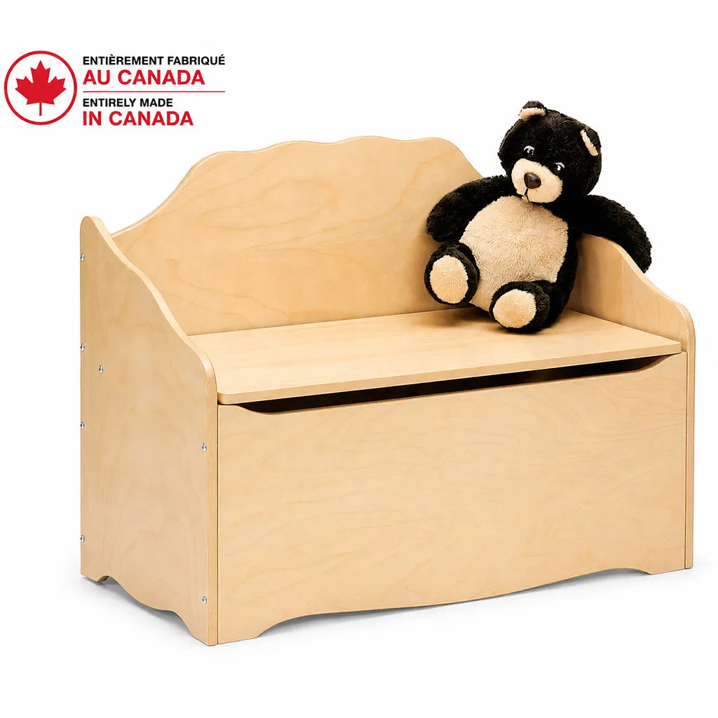Solid wood bench and toy chest entirely Made in Canada - Goldtex