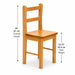 Solid Wood chair only with measurements on a white background