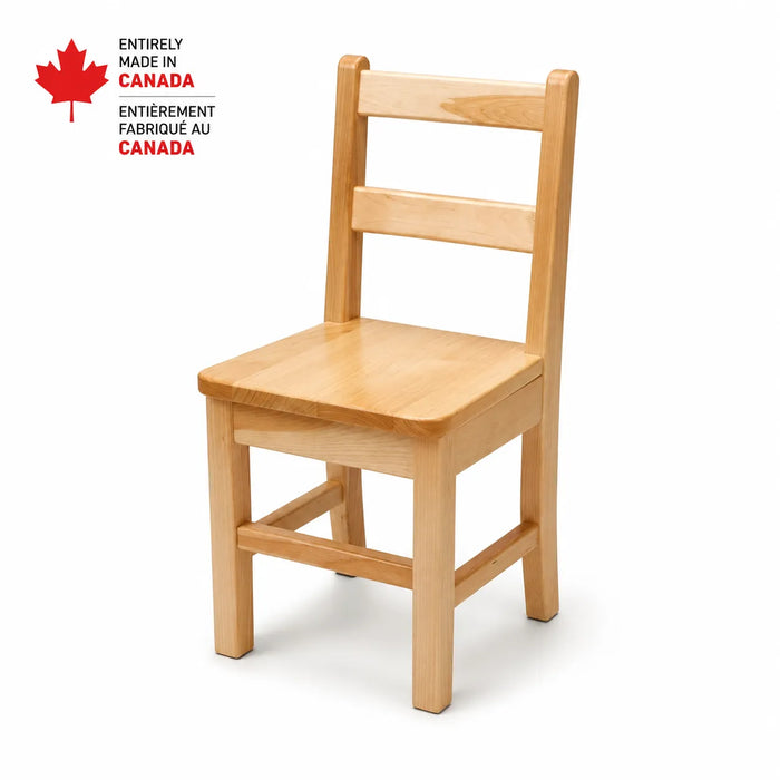 Solid maple wood child's classroom chair with a ladder back -  made in Canada