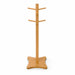 Solide maple wooden coat rack for kids on a white background