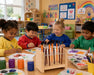 Maple solid wood paint brush organizer - Children painting at an art class at daycare or kinder garden